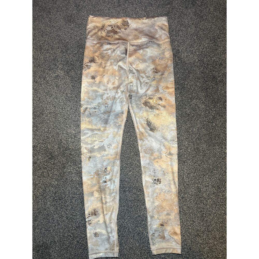 ATHLETA S womens gold beige ELATION GILDED TIGHT activewear fitness yoga legging